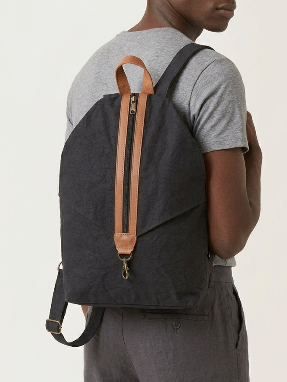 Recycled Cotton Black and Tan Backpack